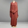 Toyeebah kimono-style abaya with elegant draping cowls on each side, modest fashion clothing for women.